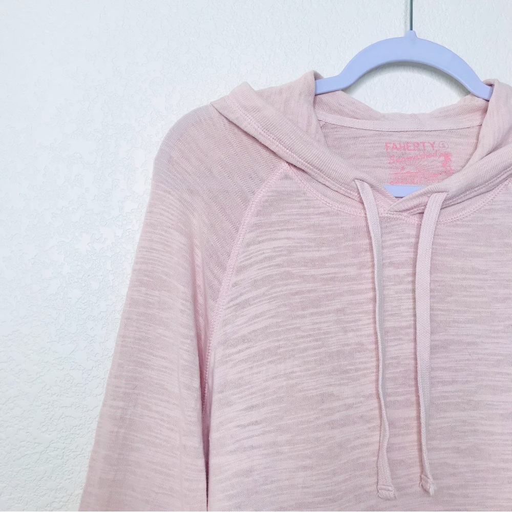 FAHERTY Sunwashed Organic Cotton Slub Knit Hoodie Light Pink - Picture 6 of 13